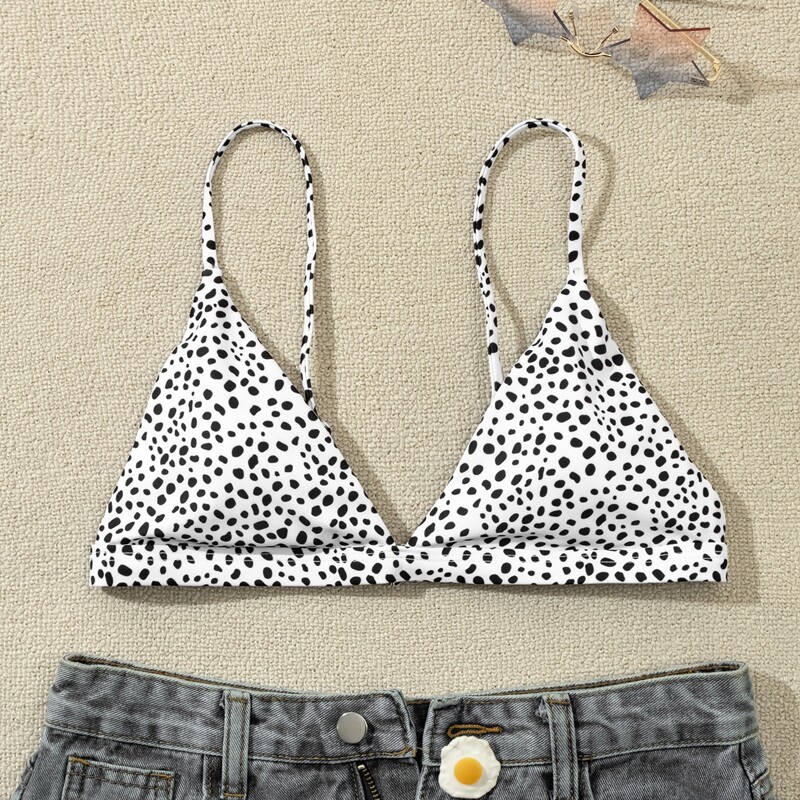

Dalmatian Triangle Bikini Top, Black and white