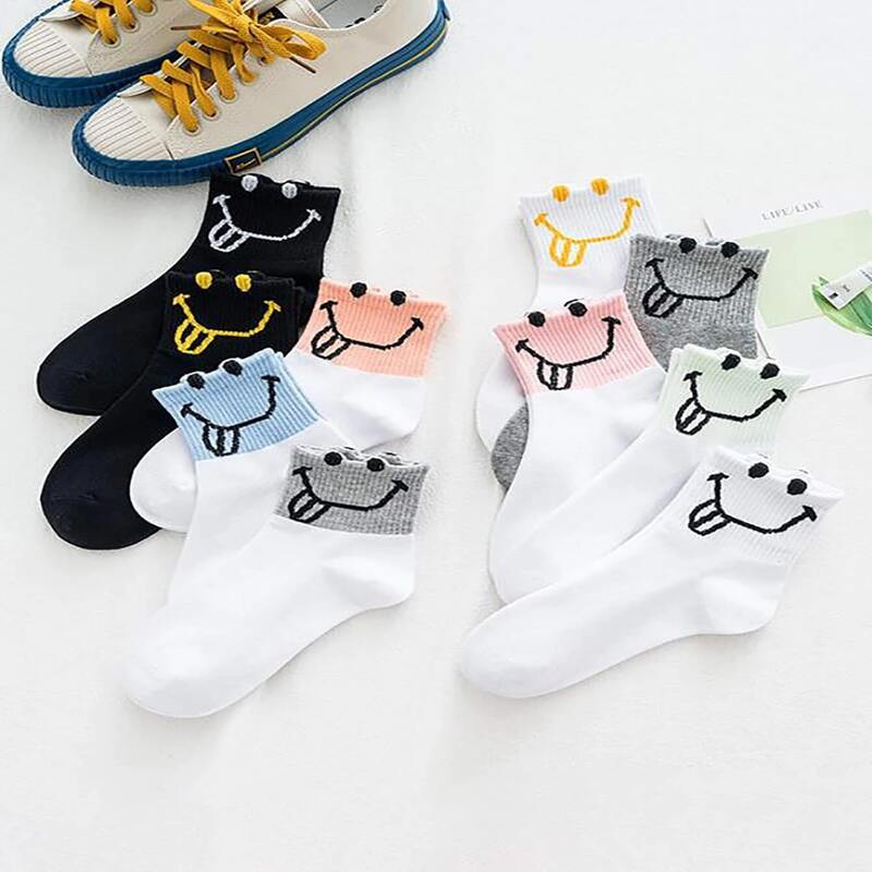 

1pair Random Cartoon Pattern Crew Socks, Multicolor