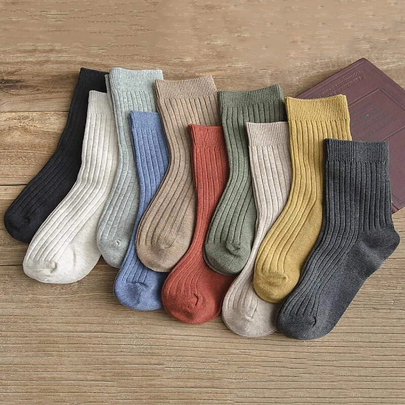 

1pair Random Solid Crew Socks, Multicolor