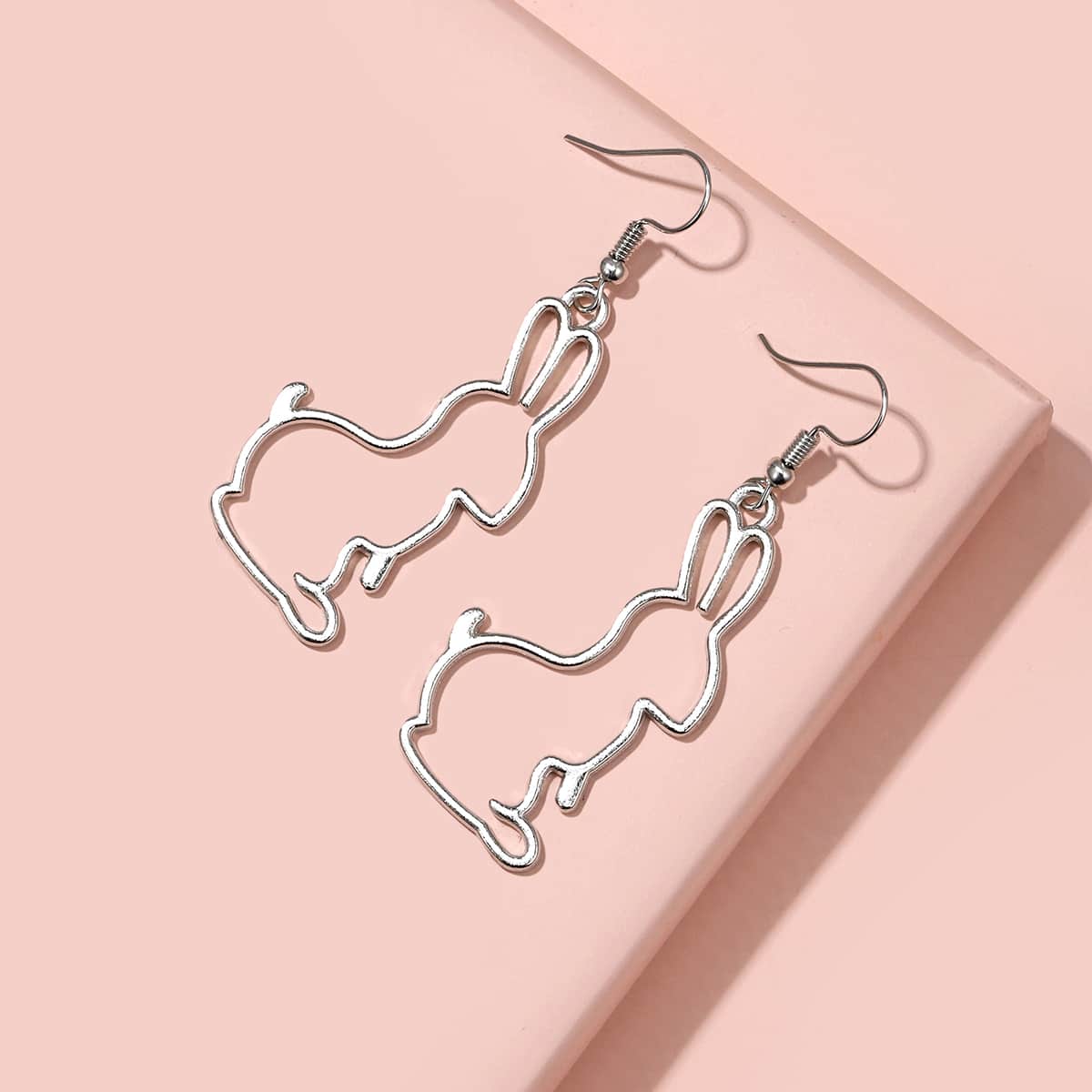

Rabbit Charm Drop Earrings, Silver