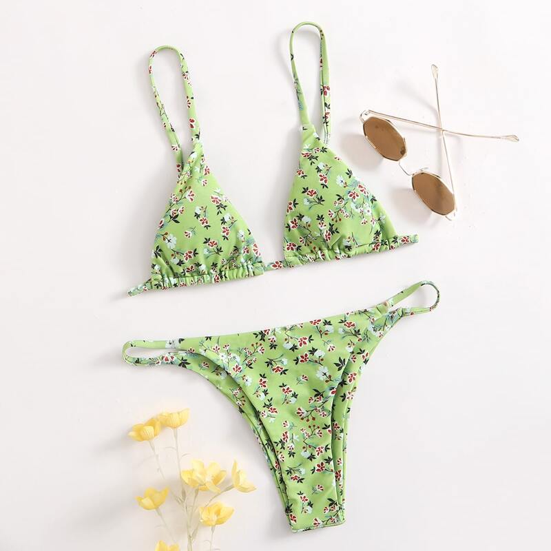 

Ditsy Floral Bikini Swimsuit, Green