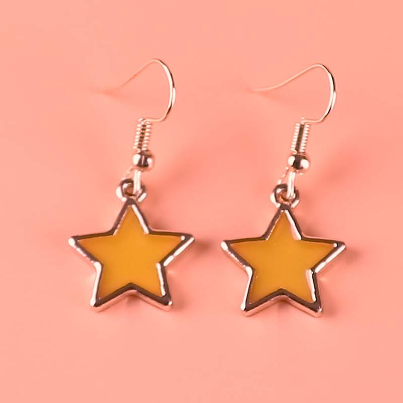 

Star Charm Drop Earrings, Yellow