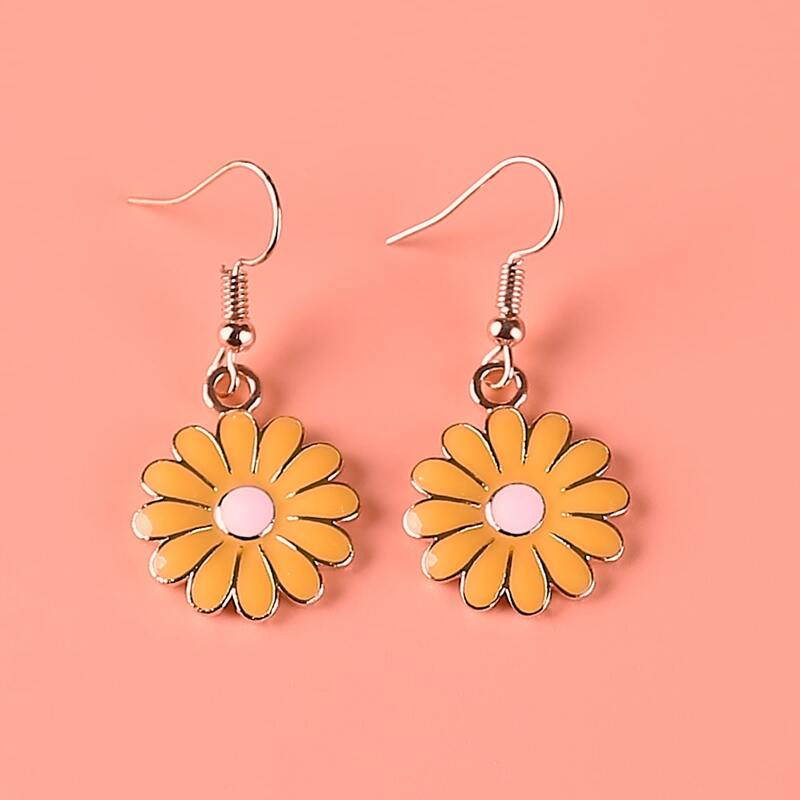 

Flower Charm Drop Earrings, Yellow