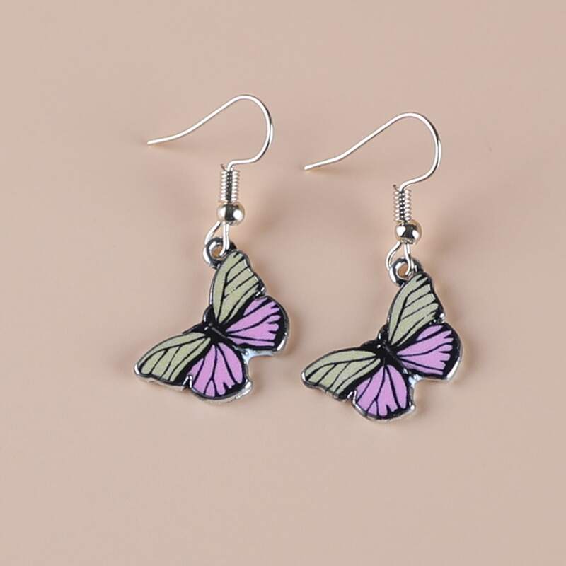 

Butterfly Charm Drop Earrings, Multicolor