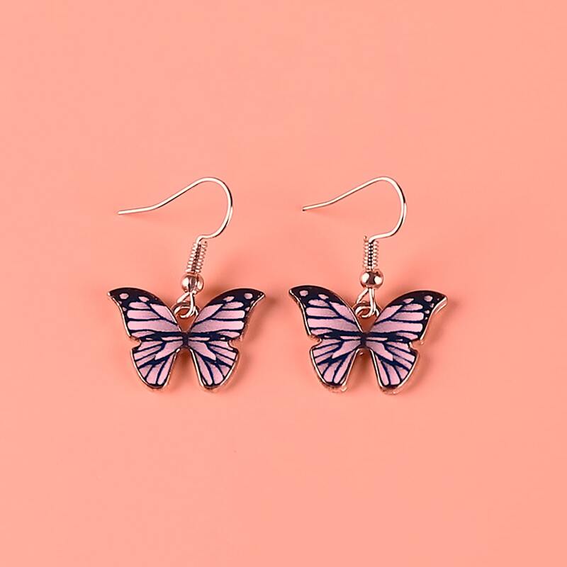 

Butterfly Charm Drop Earrings, Multicolor