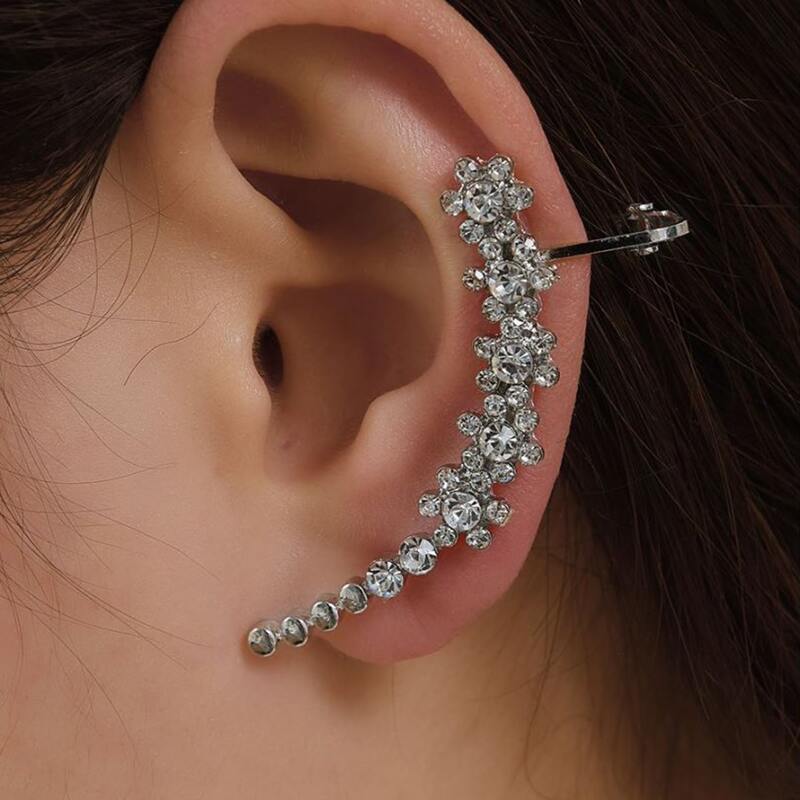 

1pc Rhinestone Decor Earring, Silver