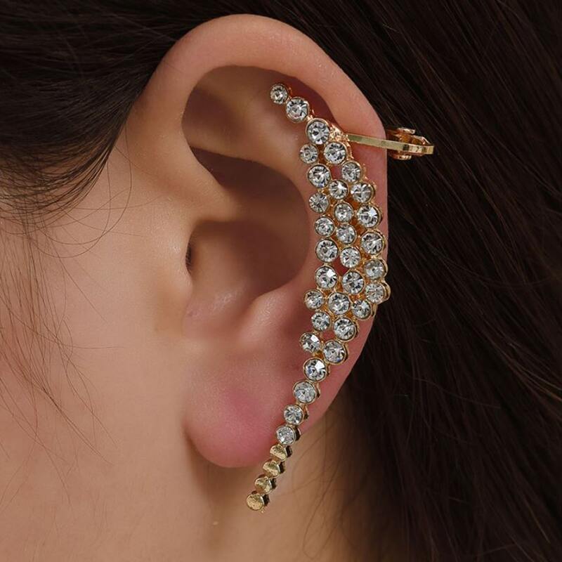 

1pc Rhinestone Decor Earring, Gold