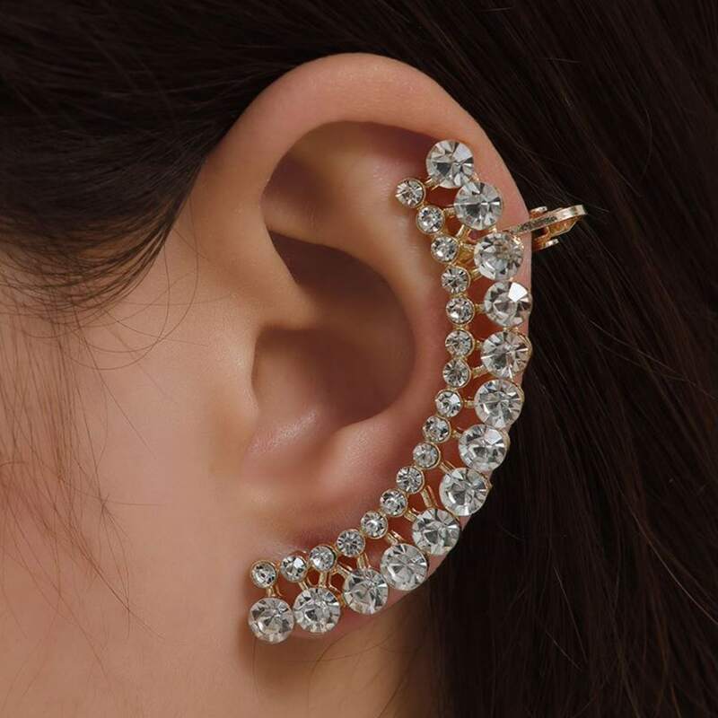 

1pc Rhinestone Decor Earring, Gold