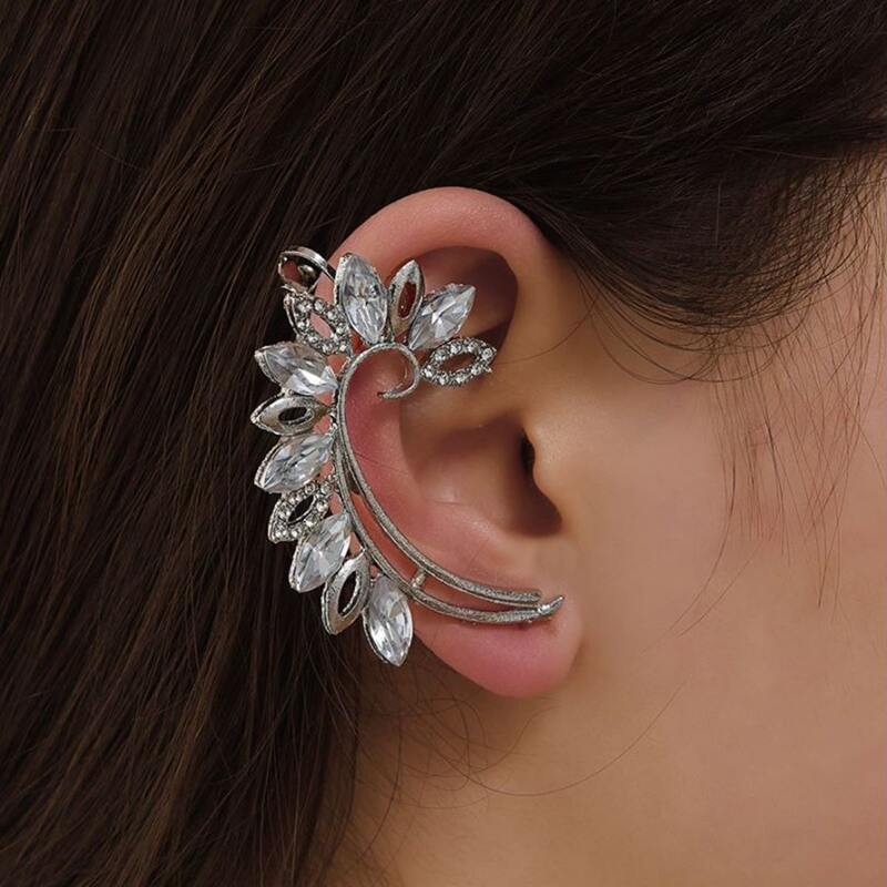 

1pc Rhinestone Decor Earring, Silver