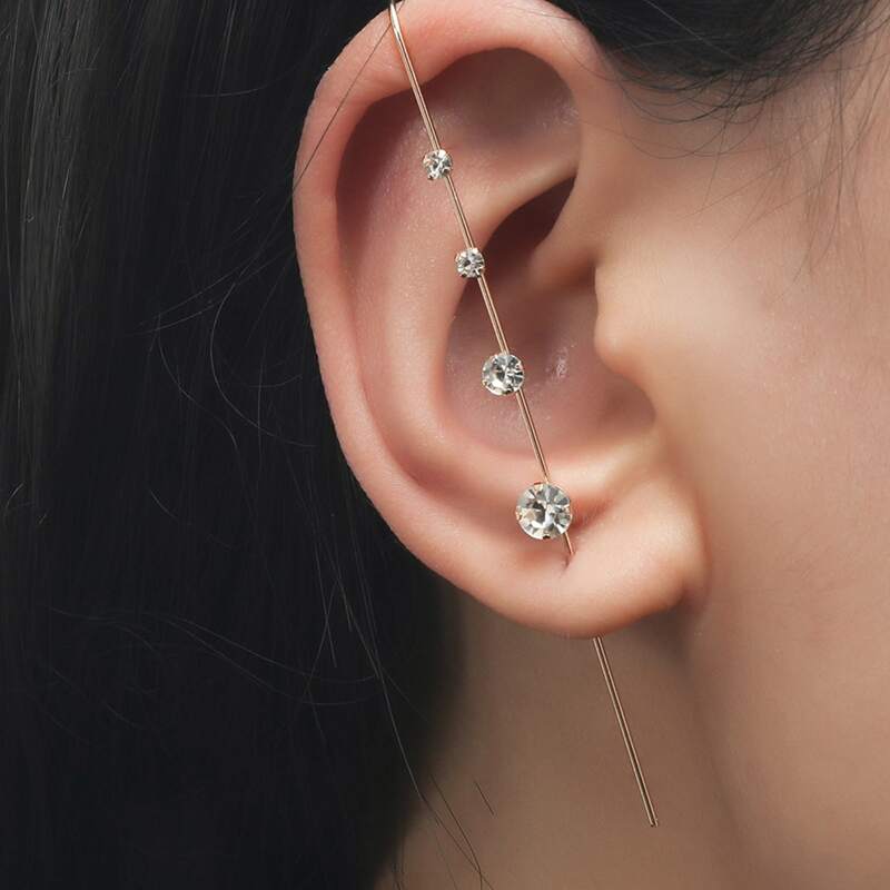 

1pc Rhinestone Decor Earring, Gold