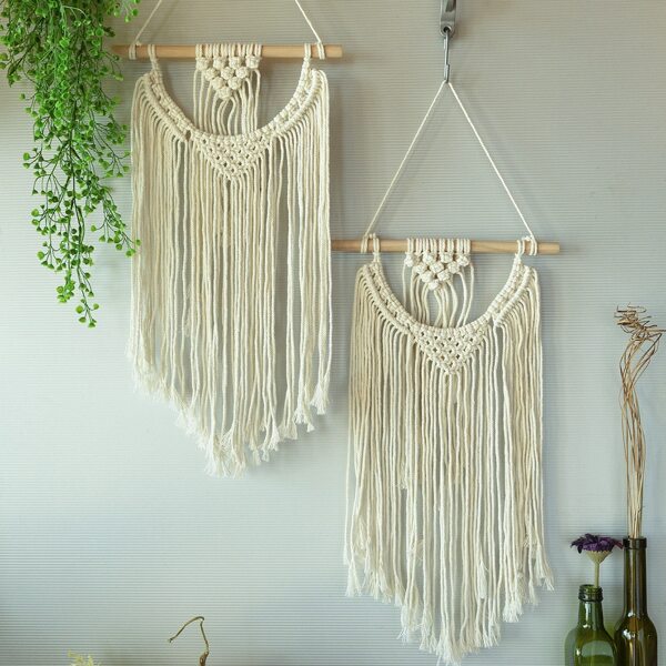 

1pc Woven Tassel Wall Hanging, Beige