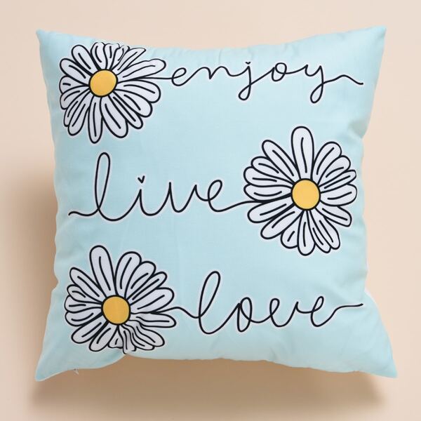 

Daisy Print Cushion Cover Without Filler, Multicolor