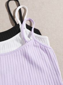 Muchica Bộ 3 áo croptop dệt kim gân - Nhiều màu - Xem 5