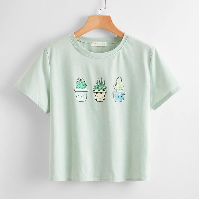 

Plants Graphic Tee, Mint green
