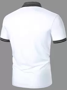 Manfinity Homme Men Contrast Collar Polo Shirt - White - View 2