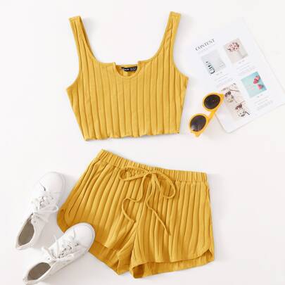 Notch Neck Rib-Knit…