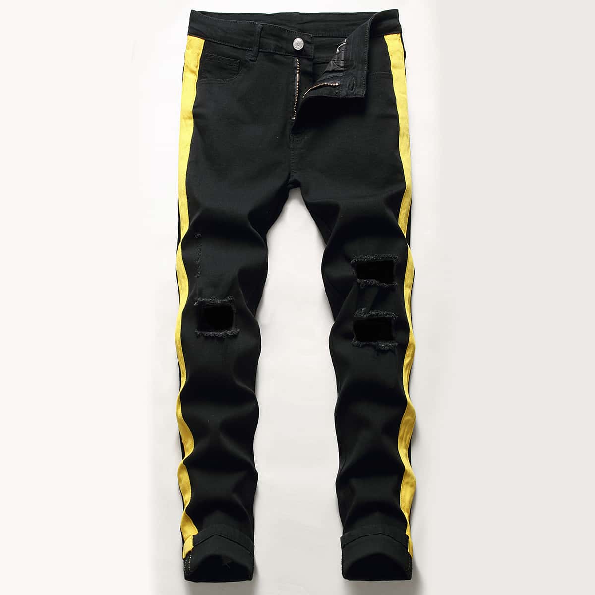 

Guys Tape Ripped Jeans, Black