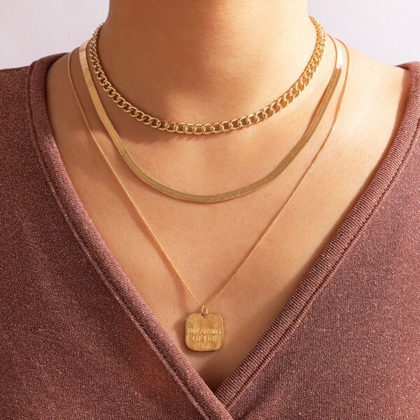 

Geo Charm Layered Necklace, Gold