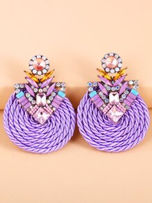 juran Rhinestone Decor Stud Earrings - Multicolor - View 1