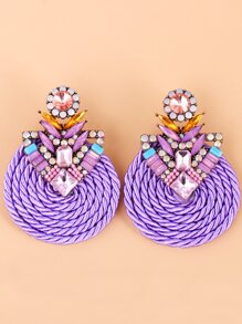 juran Rhinestone Decor Stud Earrings - Multicolor - View 3