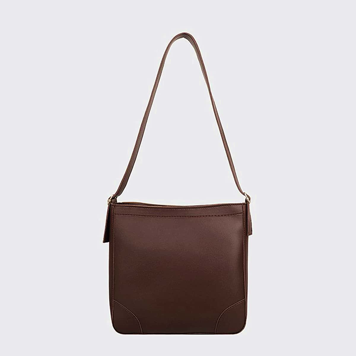 

Minimalist Square Shoulder Bag, Coffee brown