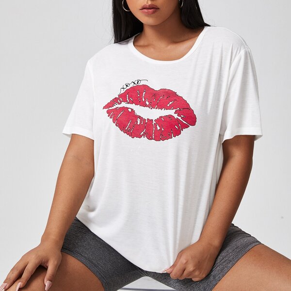 

Plus Lip & Letter Print Tee, White