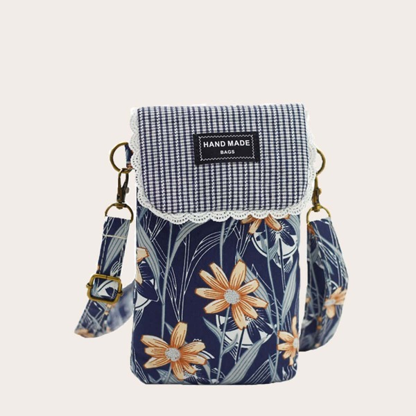 

Flower Print Crossbody Bag, Blue