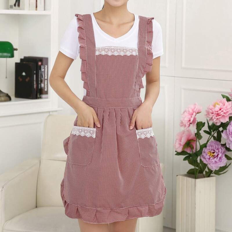 

Plaid Pattern Apron, Burgundy