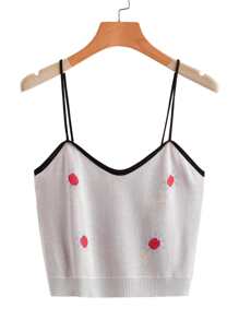 SHEIN Unity Contrast Binding Floral Pattern Knit Top