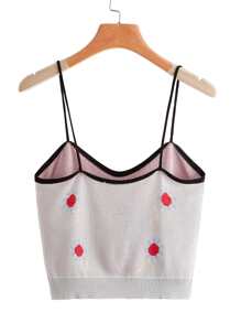 SHEIN Unity Contrast Binding Floral Pattern Knit Top
