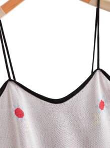 SHEIN Unity Contrast Binding Floral Pattern Knit Top