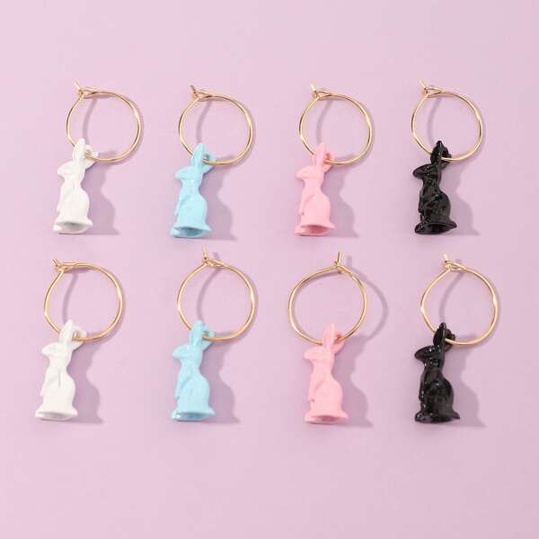 

4pairs Girls Animal Design Drop Earrings, Multicolor