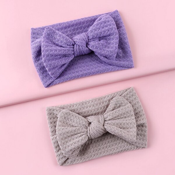 

2pcs Girls Bow Knot Decor Hair Band, Multicolor