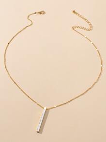 簡約吊墜項鍊 - 金黃色 - 查看 2