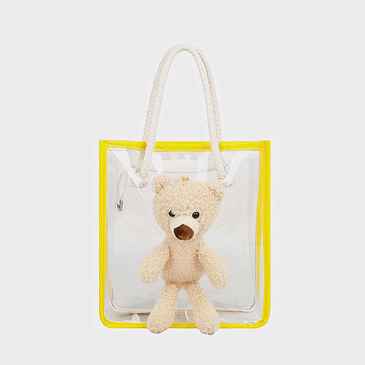 

Cartoon Bear Clear Satchel Bag, Yellow clear
