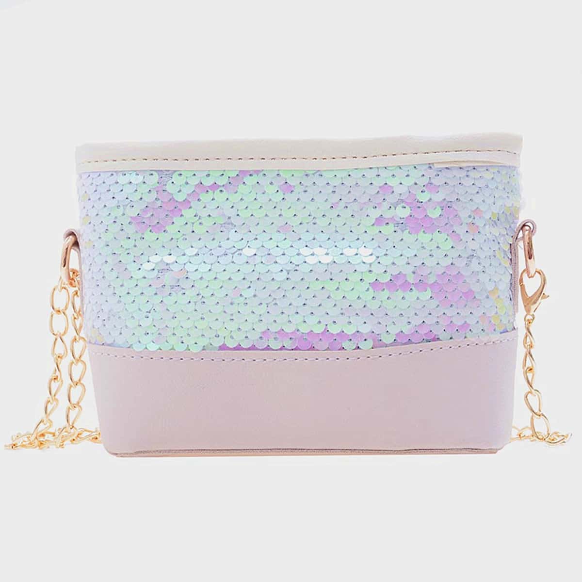 

Sequin Chain Crossbody Bag, Beige