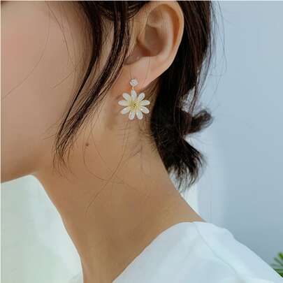 Flower Design Drop Earrings