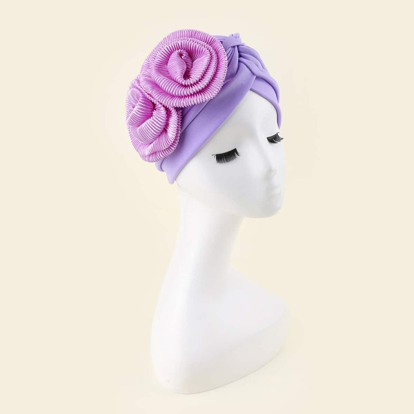 

Pleated Flower Decor Hat, Purple