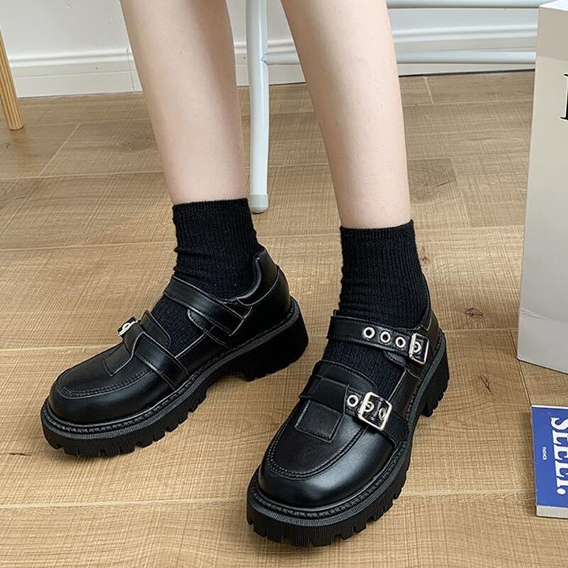 

Double Buckle Mary Jane Flats, Black
