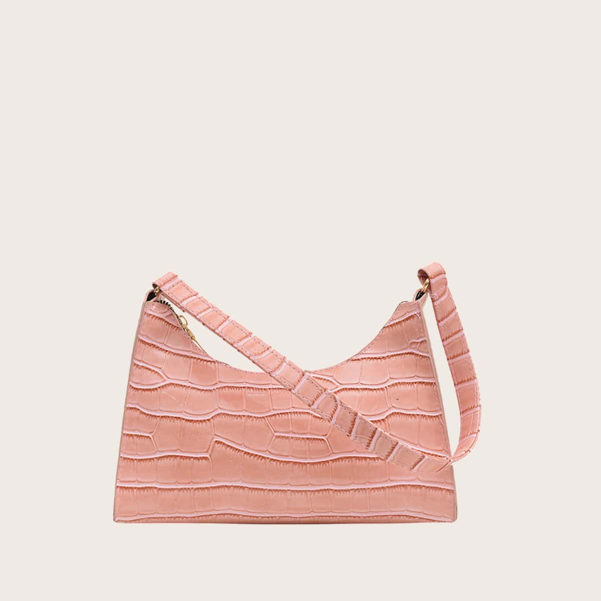 

Croc Embossed Baguette Bag, Baby pink