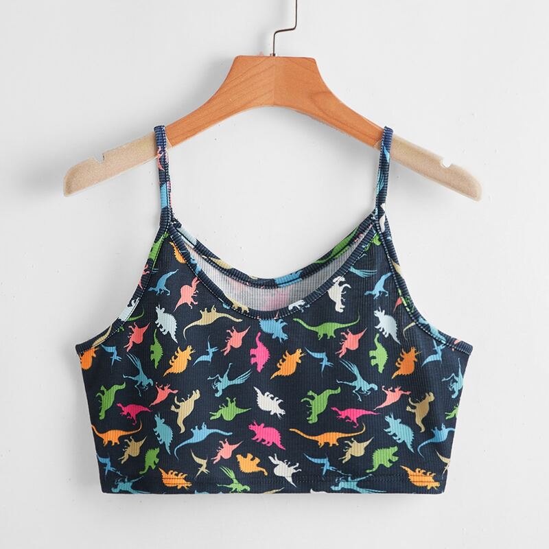 

Dinosaur Print Crop Cami, Multicolor