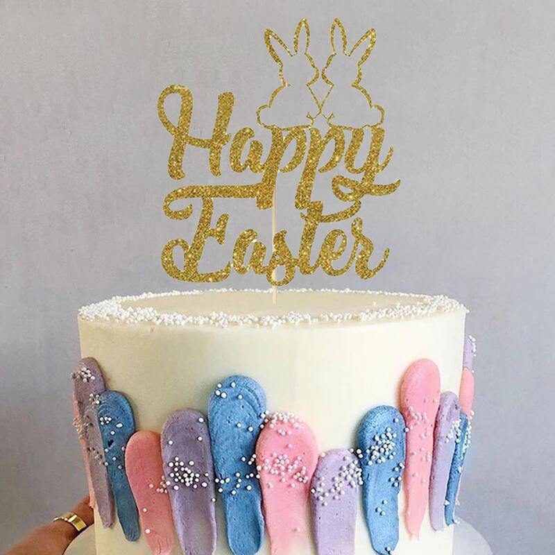 

1pc Easter Decorative Cake Topper, Gold