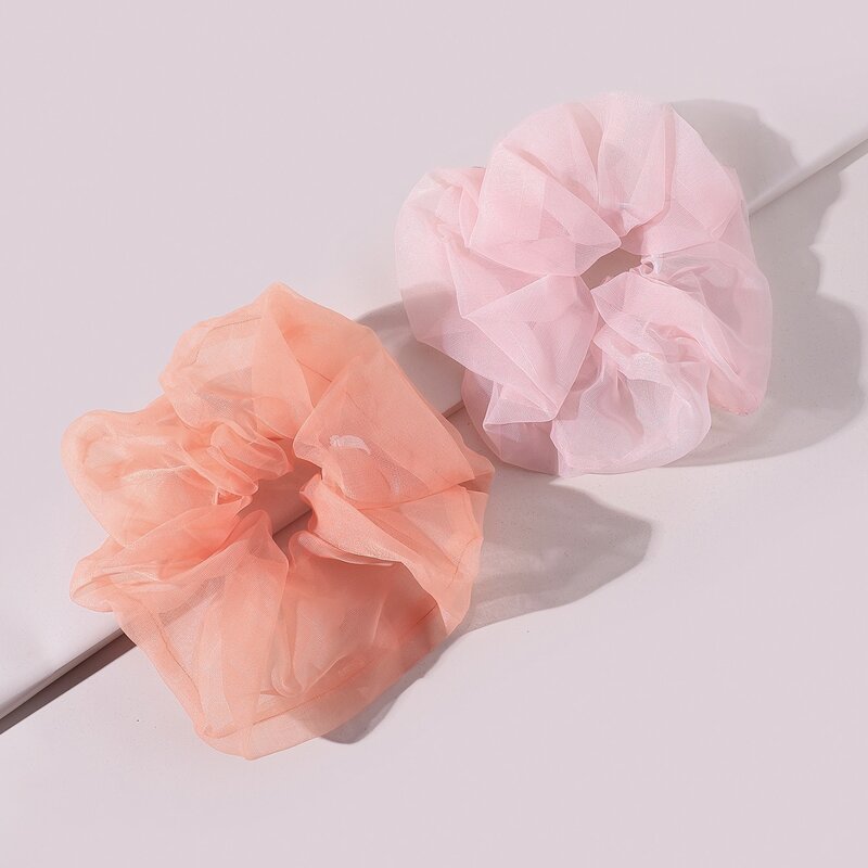 

2pcs Solid Mesh Scrunchie, Multicolor