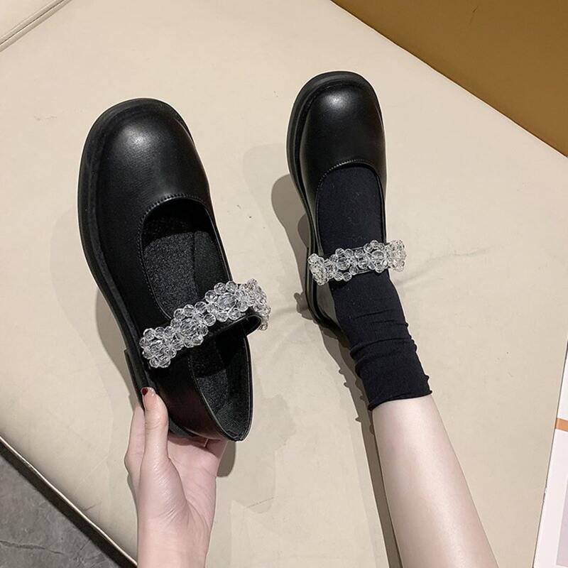

Crystal Floral Mary Jane Flats, Black