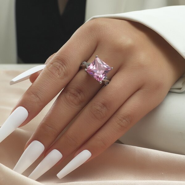 

Zircon Decor Ring, Pink