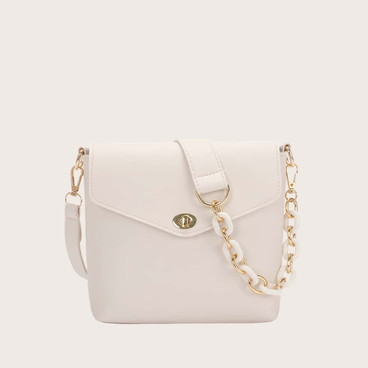 

Solid Chain Shoulder Bag, Beige