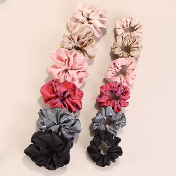 

12pcs Solid Scrunchies, Multicolor