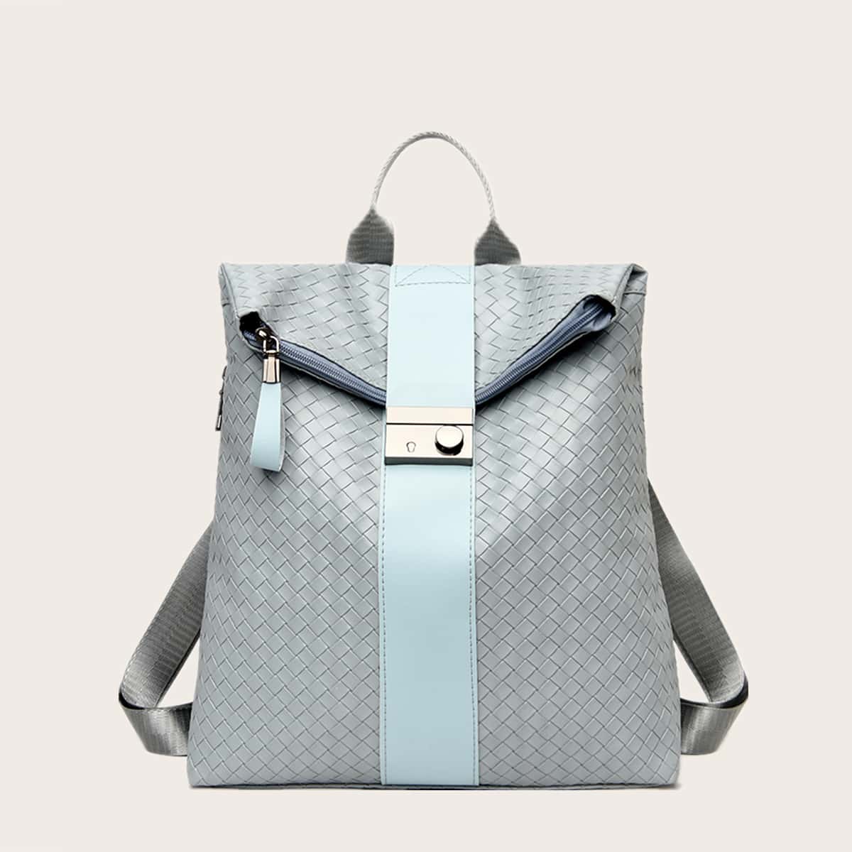 

Weave Zip Front Backpack, Dusty blue