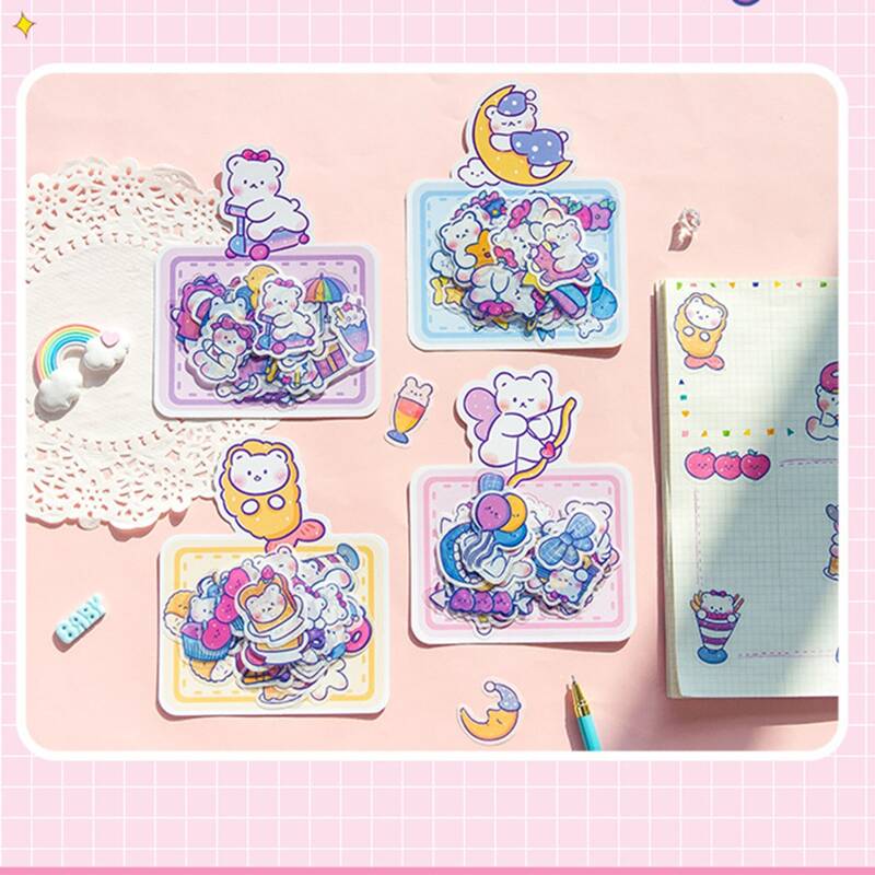 

40pcs Random Cartoon Bear Sticker, Multicolor