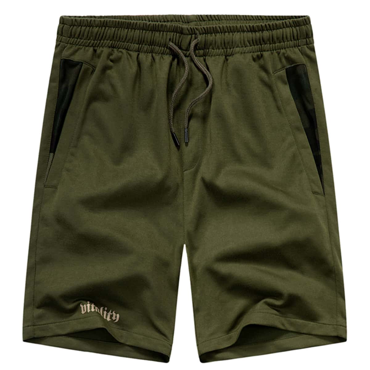 

Guys Letter Drawstring Shorts, Army green